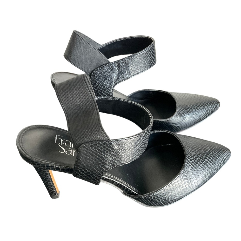 Franco Sarto Lima Black Snake Embossed Pointed Toe D'Orsay Pumps Size 8 - Picture 12 of 12